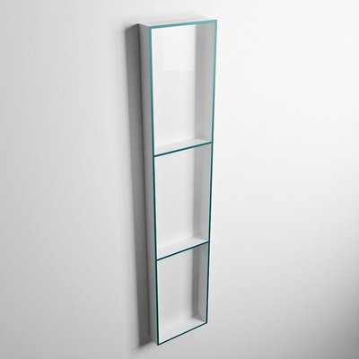 Mondiaz Easy nis 29.5x149.5x8cm voor Inbouw/opbouw 3 open vakken Solid surface Talc/Smag