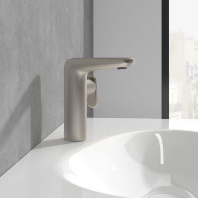 Villeroy & Boch Antao Mitigeur de lavabo monocommande - avec garniture de vidage Push-Open - Nickel brossé mat (inox)