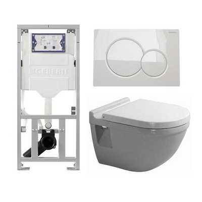 Duravit Philippe Starck 3 toiletset vlakspoel inbouwreservoir set bedieningsplaat wit