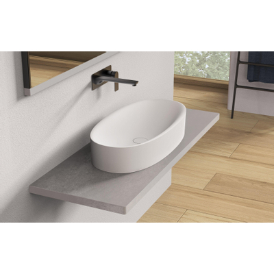 Ideavit Solidcliff-70 Vasque à poser Ovale 70x35x12,5cm Solid surface Blanc mat