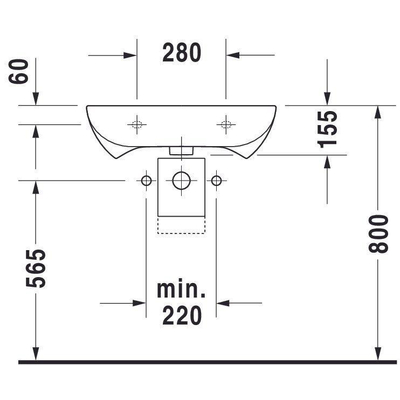 Duravit D Code Vital wastafel 60x55cm met kraangat zonder overloop wit