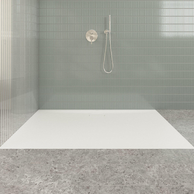Villeroy & Boch Ecora douchebak - 150x100x3.5cm - afvoer lange zijde - stone white (wit)