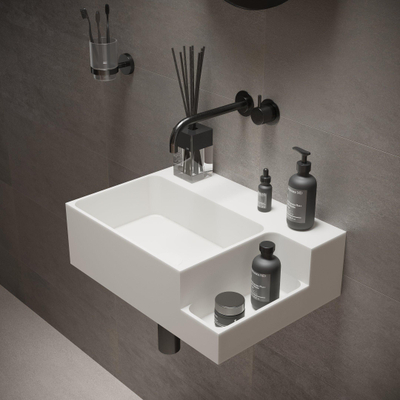 Ideavit SolidDual Wastafel 50x36x15,5cm 0 kraangaten 1 wasbak Solid Surface wit mat
