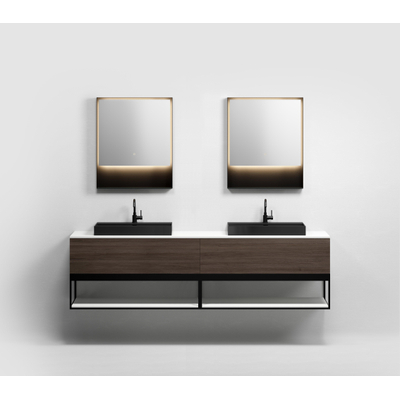 Clou Look at Me miroir – rectangle – 70 x 80 cm – LED indirecte tout autour – Noir mat