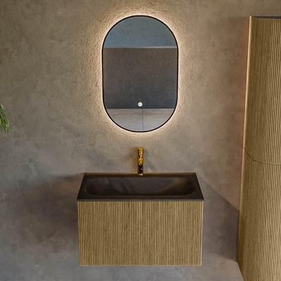 Mondiaz KURVE Badkamermeubelset - 70x46x40cm - 1 lade - wastafel solid surface - midden - 1 kraangat - Dusk