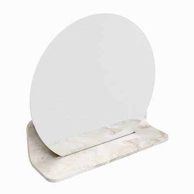 Mondiaz SPOT miroir – Ø 40 cm – avec tablette – Frappe (marbre beige)