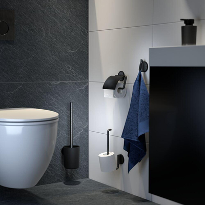 Tiger Tune Porte-rouleau de papier toilette - avec clapet - auto-adhésif - noir