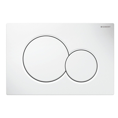 QeramiQ Dely Swirl Ensemble WC - 36,5x53 cm - Réservoir encastré Geberit UP320 - Abattant fin - Plaque de commande Sigma blanche - Boutons ronds - Blanc brillant