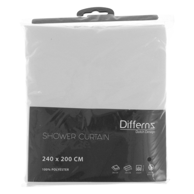 Differnz Color Rideau de douche Polyester 240x200cm Blanc