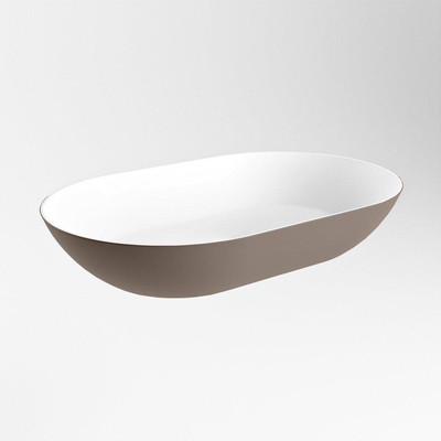 Mondiaz Onni Waskom - 55x35x10cm - ovaal - opbouw - Solid Surface Smoke/Talc SHOWROOMMODEL