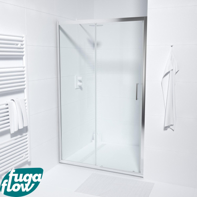 FugaFlow Efficiente Vetro porte coulissante - 120x190cm - verre de sécurité 6mm - profilé en alu - anti-calcaire - chrome