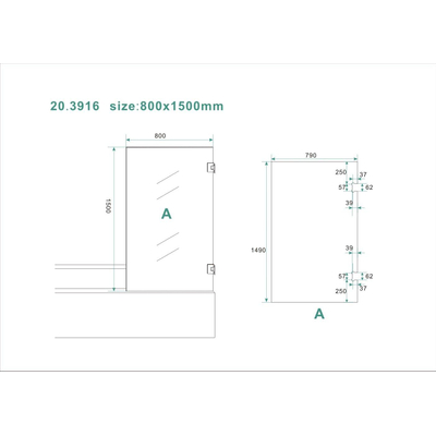 Wiesbaden Less Paroi de baignoire pivotante 800 x 1500 x 6 mm verre clair nano/chrome