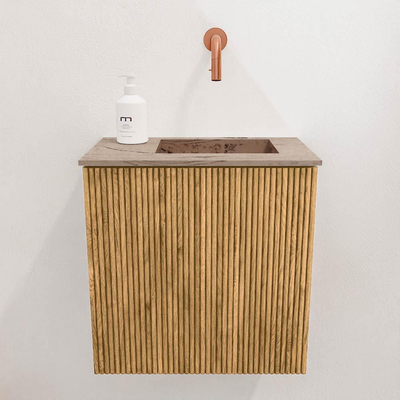 Mondiaz JOYA-DLUX Meuble de toilette 40cm - couleur Oak - Lavabo FAYE position Droite Sans trou de robinet couleur Arena