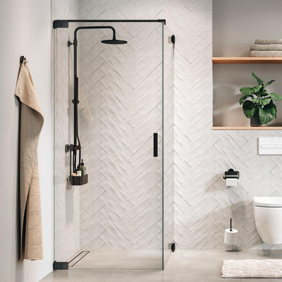 Sealskin Pure Paroi latérale - 90x200cm - pour cabine de douche - verre transparent - 8mm - traitement anticalcaire - gunmetal