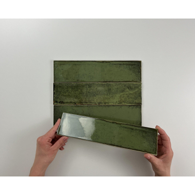 ÉCHANTILLON Terravito Dalmira carreau mural - 7,5x30cm - 8,6mm - Rectangle - Vert brillant