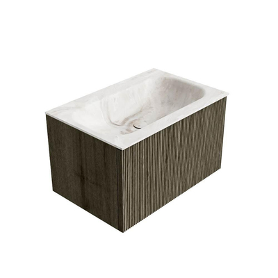 Mondiaz KURVE-DLUX Badkamermeubelset - 70x46x40cm - 1 lade - wastafel solid surface - midden - 1 kraangat - Shadow