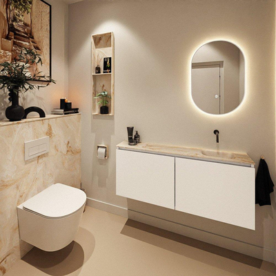 MONDIAZ TURE-DLUX 120cm toiletmeubel Talc. EDEN wastafel Frappe positie rechts. Zonder kraangat.