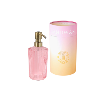 Wellmark x Paveau Handzeep - 350ml - messing pomp - fresh linen - roze glas