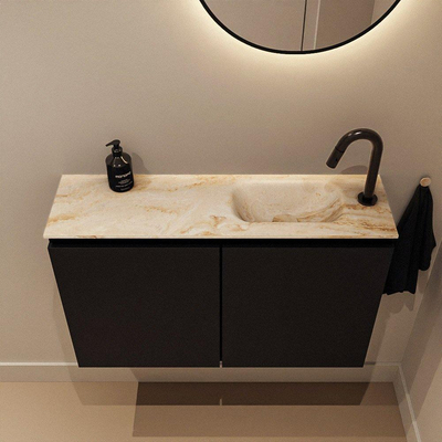 MONDIAZ TURE-DLUX 80cm toiletmeubel Urban. EDEN wastafel Frappe positie rechts. Met 1 kraangat.