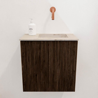 Mondiaz JOYA-DLUX Meuble de toilette 40cm - couleur Walnut - Vasque FAYE position Droite Sans trou de robinet couleur Frappe