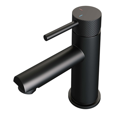 Brauer Black carving Mitigeur de lavabo monotrou sur plage - bas - levier long étroit carving - noir mat