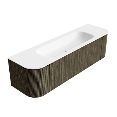 Mondiaz KURVE Ensemble de meuble de salle de bains - 160x46x40cm - 1 tiroir - 2 portes - lavabo solid surface - central - 1 trou de robinet - Shadow