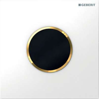 Geberit type 10 urinioir bedieningsplaat - batterij - ronde knop - wit/verguld