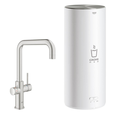 GROHE Red New Robinet d'eau bouillante 3-en-1 avec bec U et chauffe-eau L-size inox