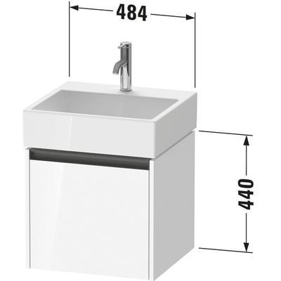 Duravit ketho 2 meuble sous lavabo avec 1 tiroir 48.4x46x44cm avec poignée blanc anthracite mate