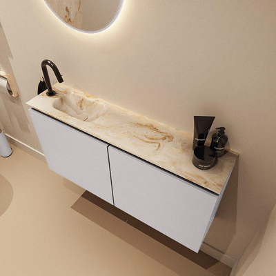 MONDIAZ TURE-DLUX 100cm toiletmeubel Cale. EDEN wastafel Frappe positie links. Met 1 kraangat.