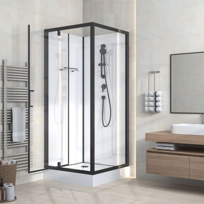 Ritmo cabine de douche - 90x90cm - y compris garniture de douche - noir