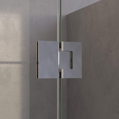 BRAUER Void Carving Porte de niche - 2 pièces - 130x200cm - porte battante 60cm sur verre - revêtement verre - réversible - verre clair - Chrome