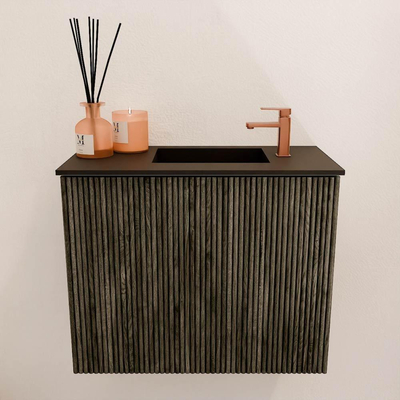 Mondiaz JOYA 50cm toiletmeubel - kleur Shadow - Wastafel FAYE positie Rechts 1 kraangat kleur Urban.