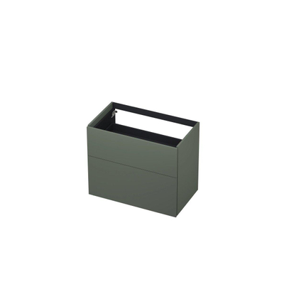 INK Wastafelonderkast - 80x45x65cm - 2 lades - push to open - met rechte opdekfronten - MDF lak - Mat beton groen