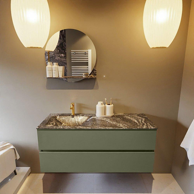 Mondiaz VICA-DLUX Ensemble de meuble de salle de bain - 120cm - meuble sous-vasque armée - 2 tiroirs - lavabo encastré nuage gauche - 1 trou de robinet - version haute de 60cm - lave