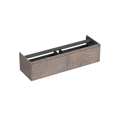 Forzalaqua Reno 2.0 meuble sous-lavabo 160x51x40cm avec 2 tiroirs sans poignées à fermeture douce Chêne massif Silver Grey