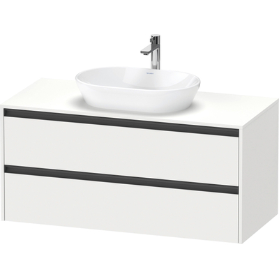 Duravit Ketho.2 Wastafelonderbouwkast - inclusief consoleplaat - met 2 laden - 120x55x56.8cm - met handgrepen antraciet - wit mat
