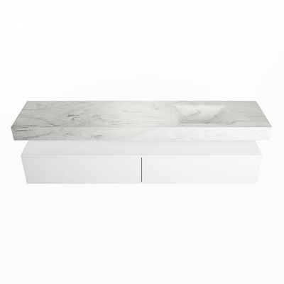 MONDIAZ ALAN - DLUX Ensemble de meuble de salle de bains - 200cm - meuble bas - Talc - 2 tiroirs - lavabo suspendu - vasque à droite - 0 trous de robinet - Opalo