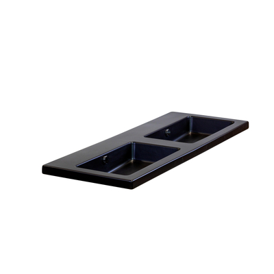 HR badmeubelen Djazz Lavabo - 121x45,5x4cm - 0 trous de robinet - 2 cuves - céramique noir mat
