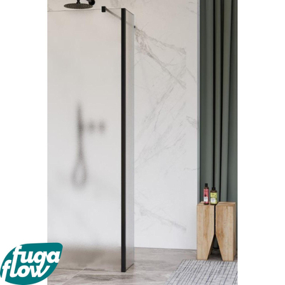 FugaFlow Eccelente Vetro zijwand - 50x200cm - mat glas - 8mm - met hoekprofiel - mat zwart -