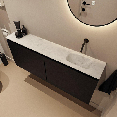 MONDIAZ TURE-DLUX Meuble WC 120 cm Urban. EDEN lavabo Opalo position droite. Sans trou de robinet.