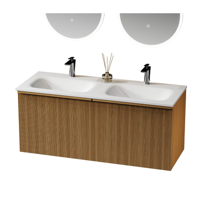 Saniclass Terra Wastafelonderkast - 120cm - 4 lades - ribbel front - sandwood