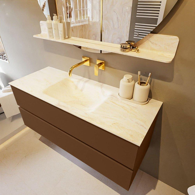 Mondiaz VICA-DLUX ensemble de meuble de salle de bain - 120cm - meuble sous-vasque repos - 2 tiroirs - lavabo encastrée cloud milieu - sans trous de robinet - version haute de 60cm - ostra