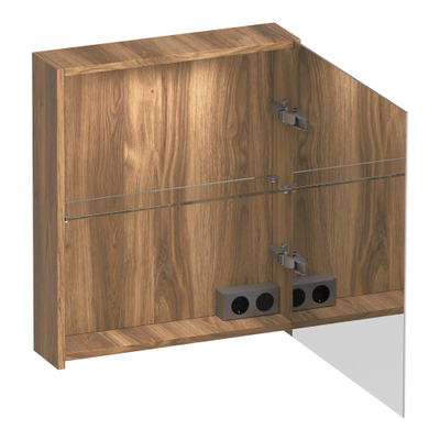 BRAUER Impress Deluxe armoire de toilette - 60x70x15cm - éclairage interne et externe - 1 porte de miroir double face ouvrant à droite Honey