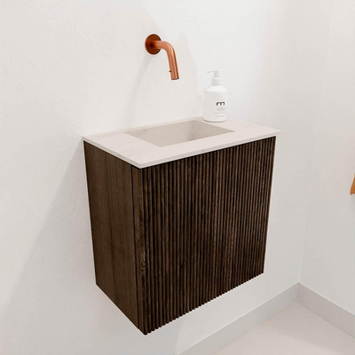 Mondiaz JOYA-DLUX 40cm toiletmeubel - kleur Walnut - Wastafel FAYE positie Midden Zonder kraangat kleur Meli.