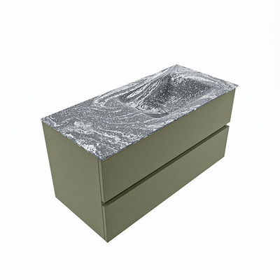 Mondiaz VICA-DLUX Ensemble de meuble de salle de bain - 100cm - meuble sous-vasque armée - 2 tiroirs - lavabo encastrée nuage droite - sans trous de robinet - version haute de 60cm - lave