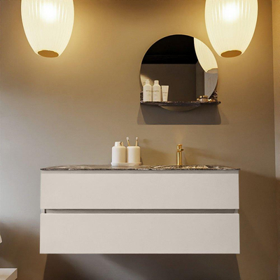 Mondiaz VICA-DLUX ensemble de meuble de salle de bain - 120cm - meuble sous-vasque lin - 2 tiroirs - lavabo encastrée cloud droite - 1 trou de robinet - version haute de 60cm - lave