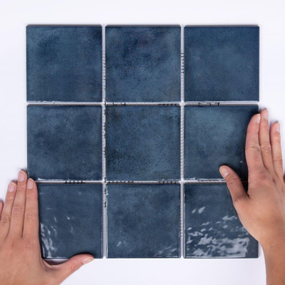 The Mosaic Factory Kasba carreau mosaïque - 30x30cm - carreau mural - Carré - Porcelaine Indigo brillant