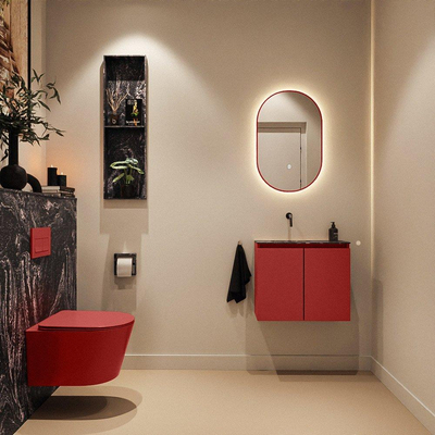 MONDIAZ TURE-DLUX 60cm toiletmeubel Fire. EDEN wastafel Lava positie links. Zonder kraangat.