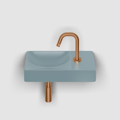 Clou Vale lavabo 38 cm avec trou de robinet à droite bleu mat céramique